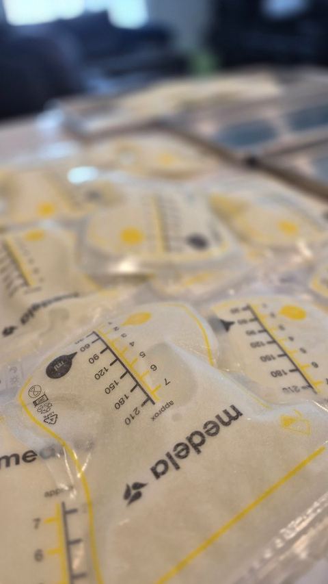 Milk bags ready for the freeze dryer